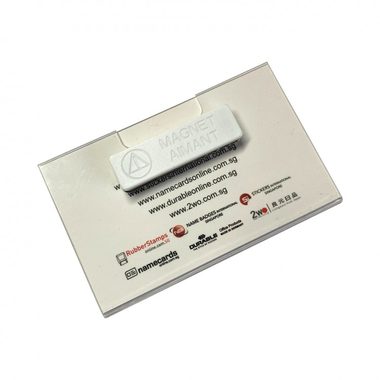 Reusable Acrylic Blank Name badge 90x54 with Magnet, MOQ is 10pcs (Price below is per pc) Reusable Acrylic Blank Name badge 90x54 with Magnet, MOQ is 10pcs (Price below is per pc)
