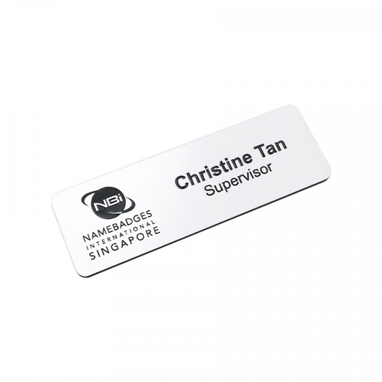 Standard Name Badge White Background with black base colour
