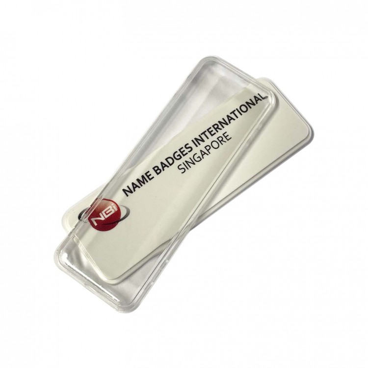 Reusable Name Badge Prestige White with white border Reusable Name Badge Prestige White with white border